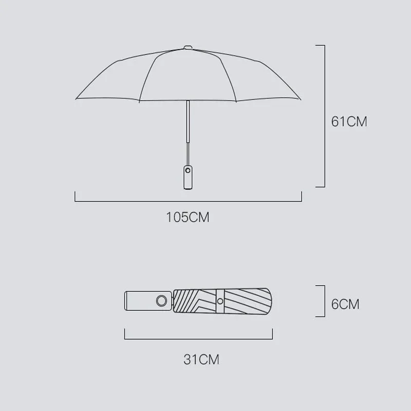 Guarda-chuva dobrável automático com luz LED, à prova de vento, grande, portátil, ao ar livre, suprimentos de viagem, guarda-sol, homens, mulheres,