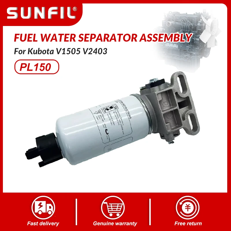 

Fuel Water Separator Assembly 1J430-43350 PL150 for Kubota V1505 V2403 V2607 V3307 V3800