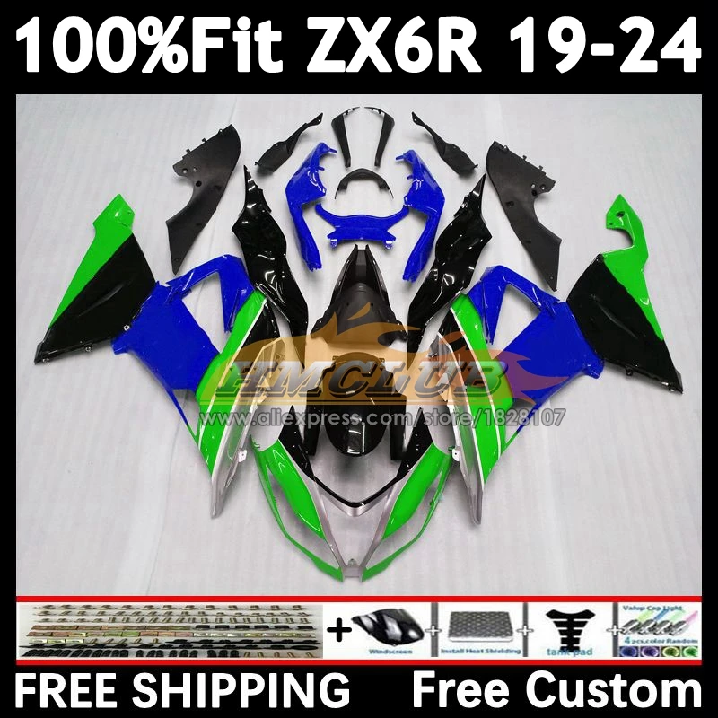 Body For KAWASAKI NINJA ZX-6R 2019 2020 2021 2022 2023 2024 160No.134 ZX 636 6R ZX636 ZX6R green blue 19 20 21 22 23 24 Fairing