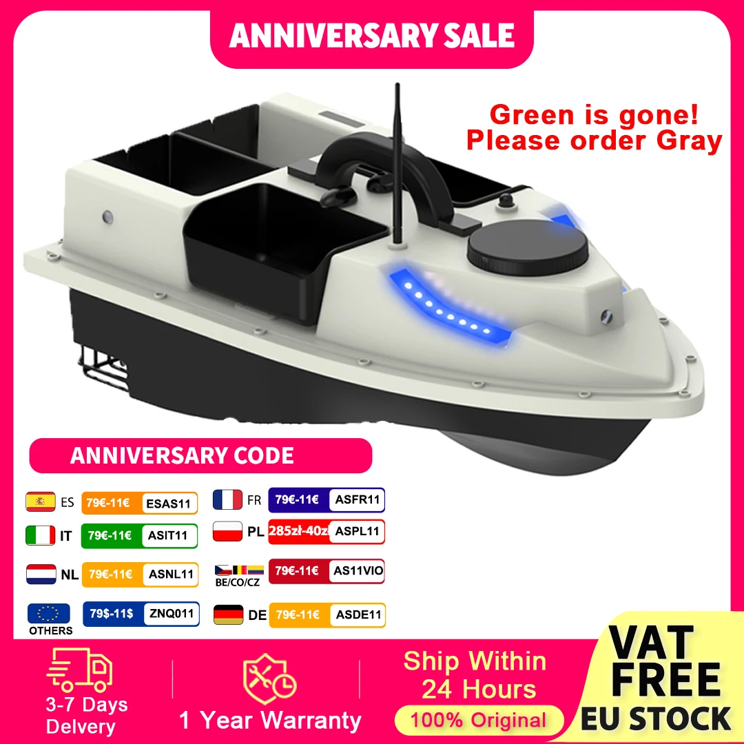 D19 GPS RC appât bateau 500M télécommande sans fil pêche appât bateau pêche mangeoire bateau avec 4 conteneurs d'appâts 2KG charge