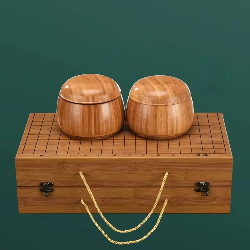 Go set All natural bamboo and wood Go board bowl and 361 bakelite stone classic Chinese strategy board game | Size 19x19 inches