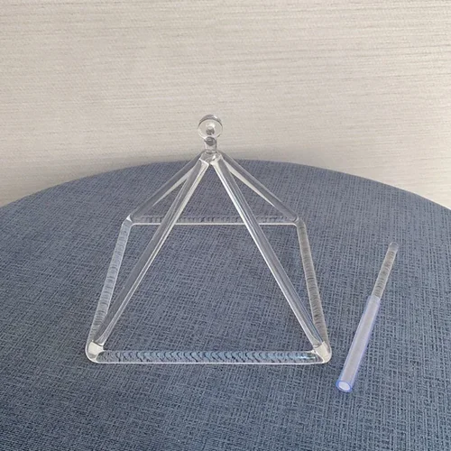 Imagen 1 del producto Pirámide de canto de cristal de 3-9 pulgadas, instrumentos curativos de sonido para meditación y Yoga, torre Triangular de cuarzo transparente, cuenco con sonido de cristal, regalo