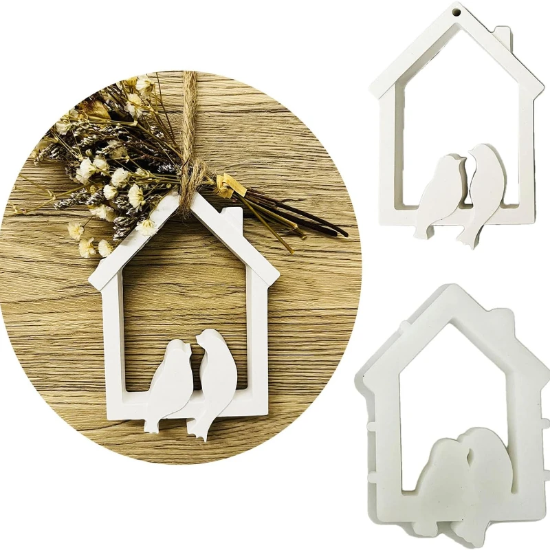 Birds House Hanging Silicone Mould Hanging Ornament Castings Resin Molds Decorative Plasters Molds for Home Decorations