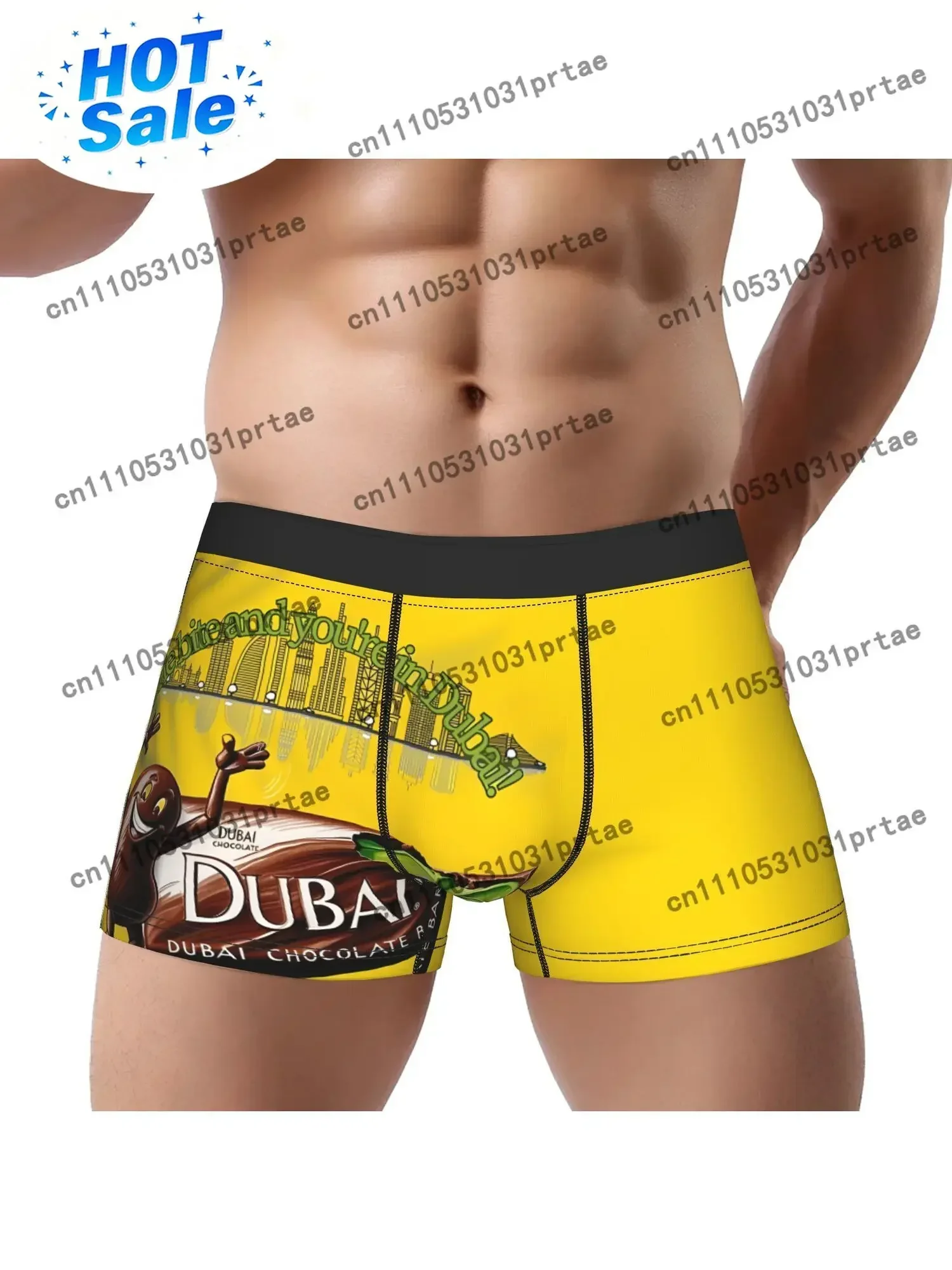 Dubai Chocolate Bar Male Underwear - Dubai Print Boxer Briefs & Breathable Shorts Novelty Luxury Gourmet Panties for One-B bLACK