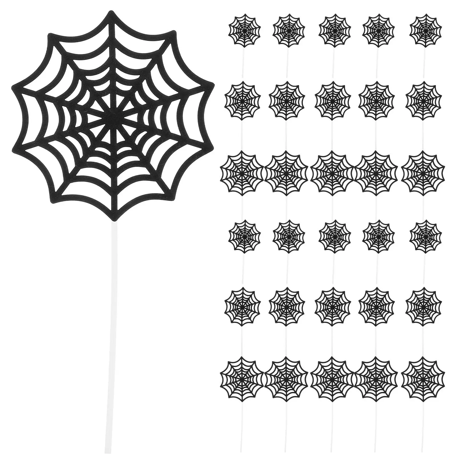 

12 Pcs Halloween Cobwebs Crab Cake Topper Toy Picks Spider Cupcake Decor Paper Baby Toppers