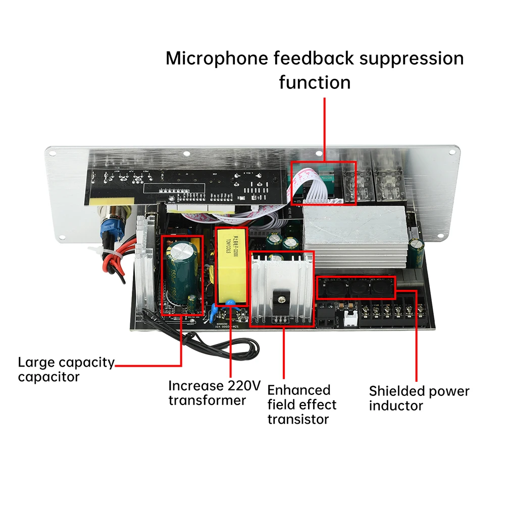 DC 24V/AC110-20V D2000 Bluetooth-Soundverstärkerplatine 2.1-Kanal 100W+100W+200W Hochleistungs-Ausgangsverstärker für Lautsprecher – Detail 8