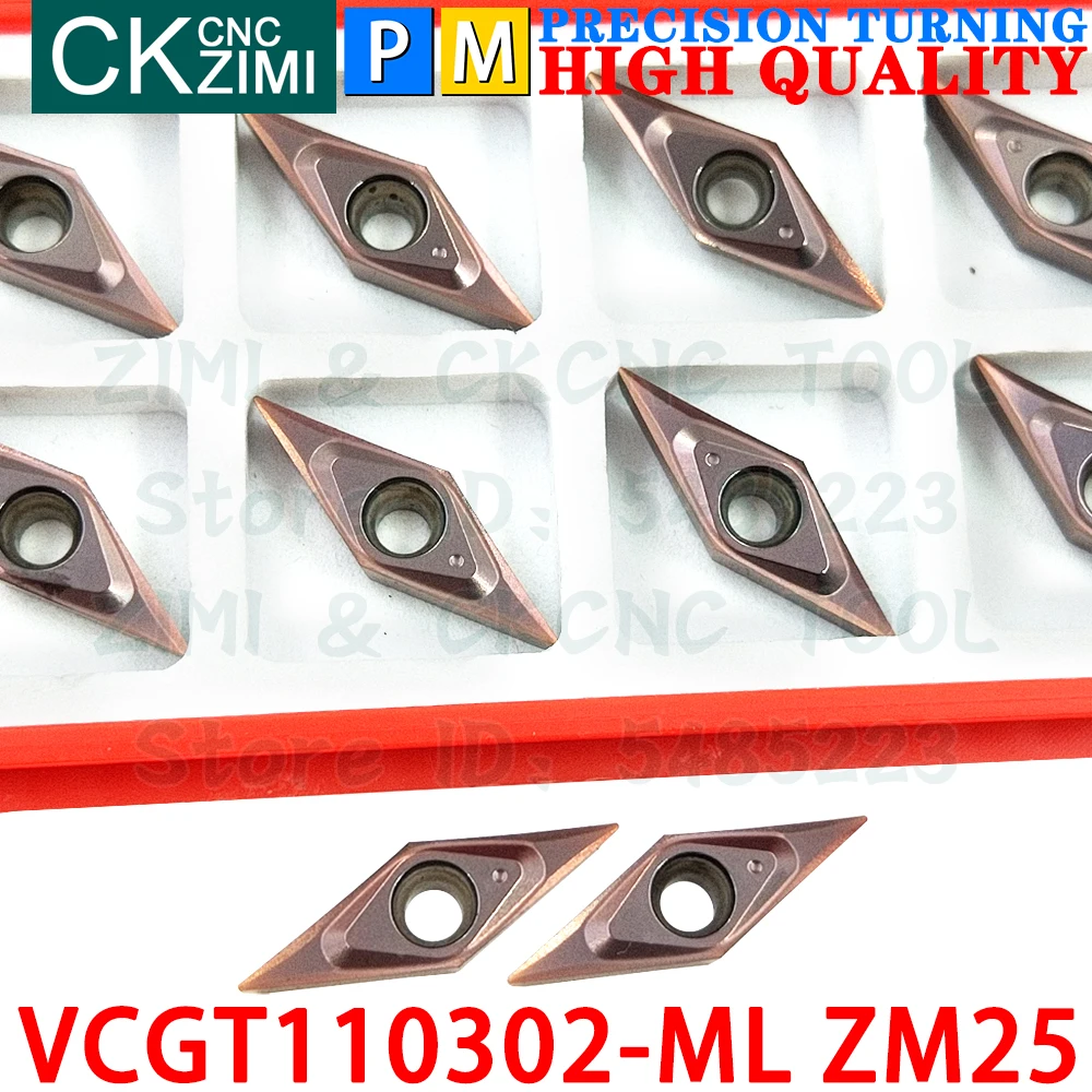 VCGT110302-ML ZM25 VCGT 110302 Carbide Inserts Finishing External Turning Inserts Tools CNC Mechanical Metal Lathe Cutting Tools