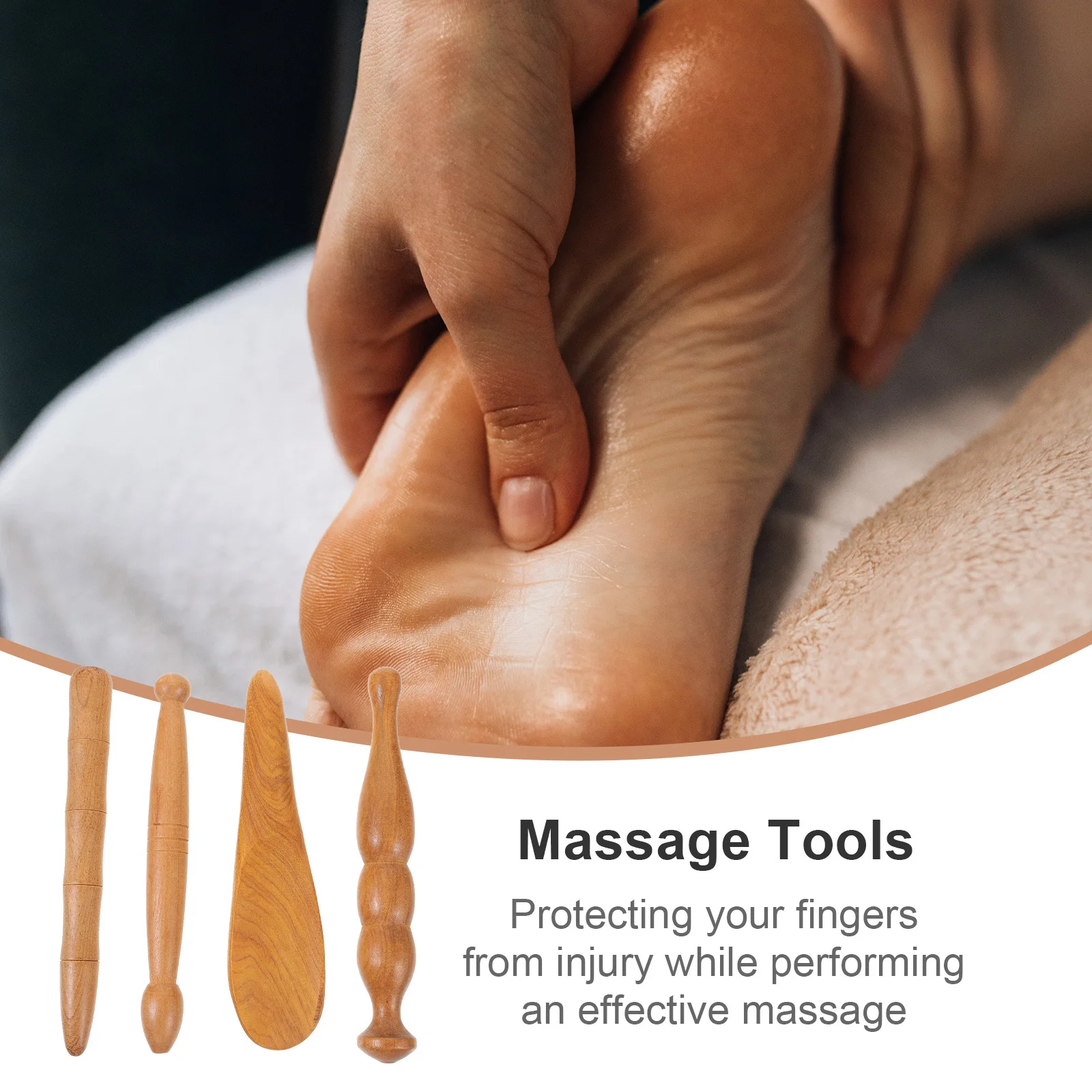 4pcs Wooden Foot Massage Stick Natural Retro Design For Acupoint Scraping Bar Sole Massager Pain Relief Home Use