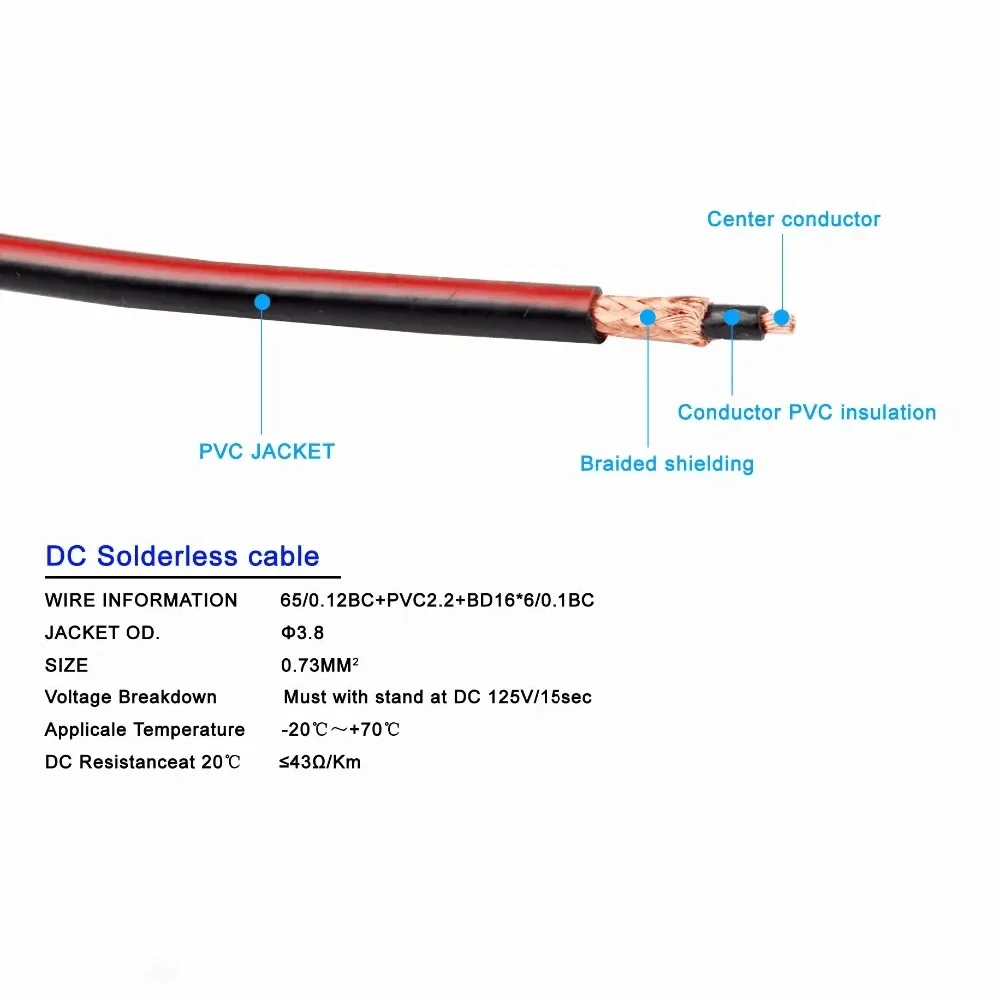 

Pro-C Solderless DC Cable For DC plug