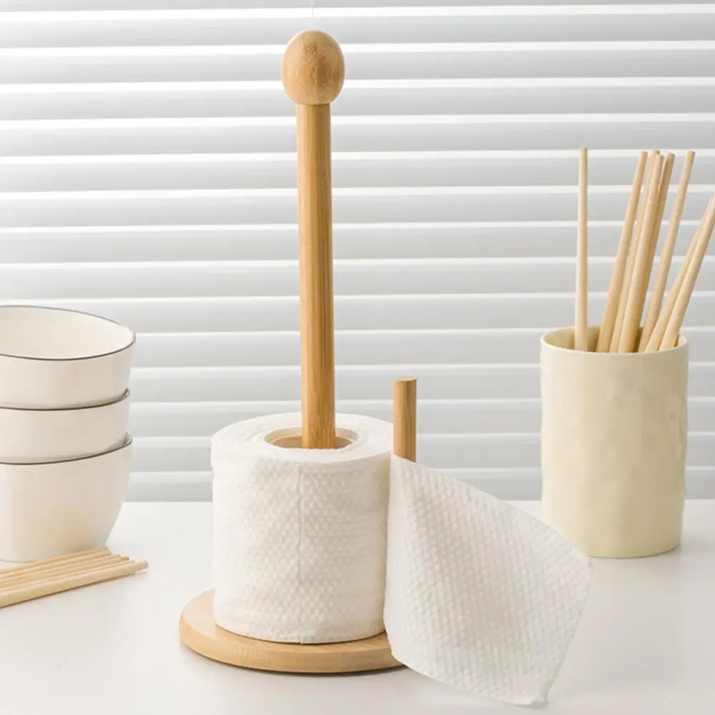 

Plum Blossom Bamboo Paper Towel Holder Standing Paper Towel Organizer Roll Dispenser Kitchen Bathroom Paper Towel Dispenser 90%