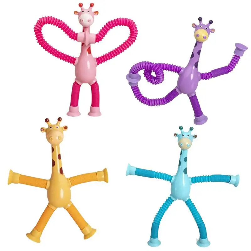 

Giraffe Pop Tube Toy With Suction Cup Telescopic Giraffe Toy Anti Stress Board Game Children Sensory Toy For Parents-Children