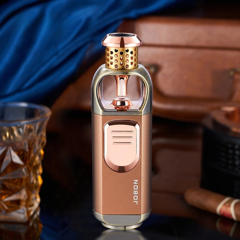 الصين 187 مسدس رش جديد ولاعة السجائر لهب أزرق راش مباشر محمول مقاوم للرياح ولاعة سيجار معدنية قابلة للنفخ