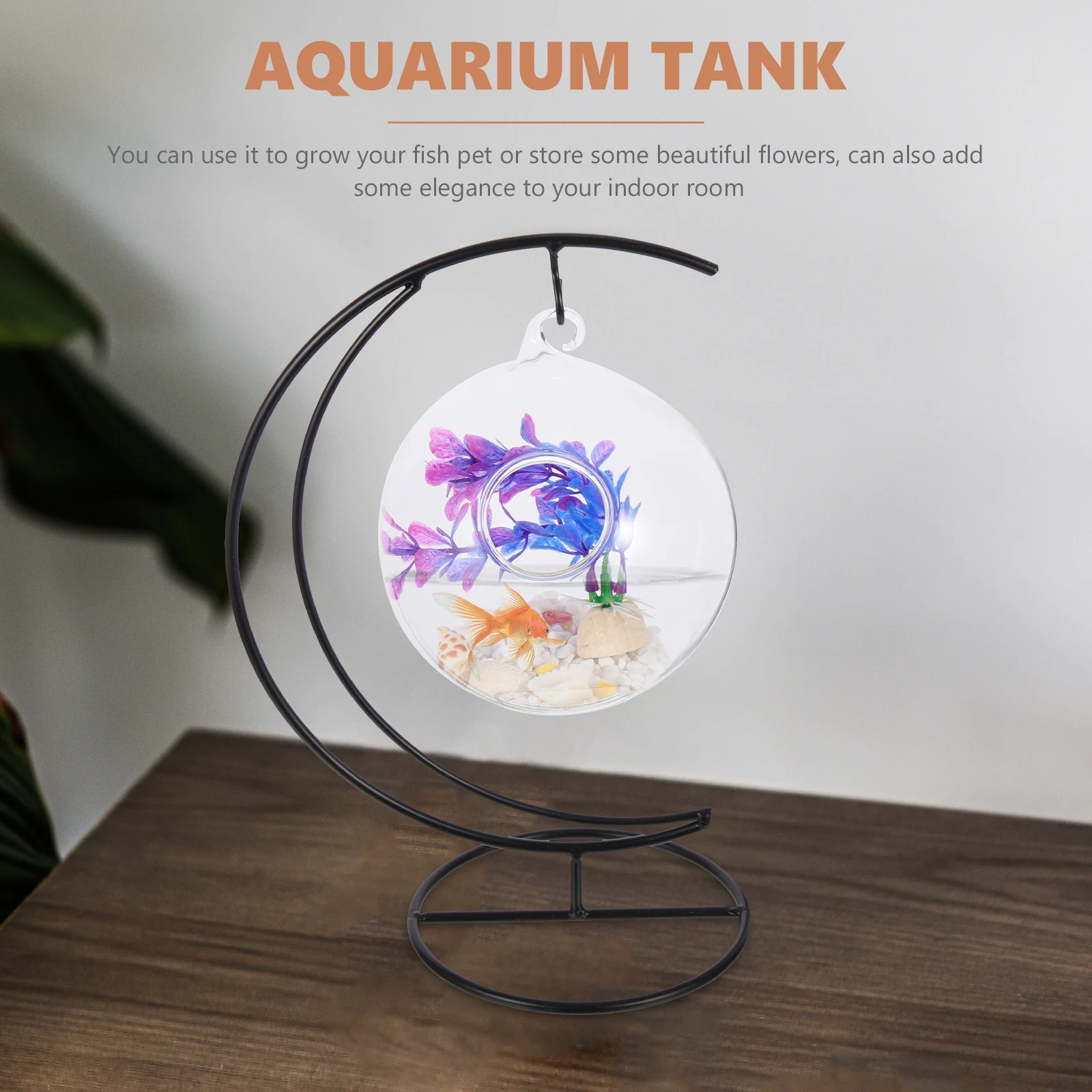 

Suspended Glass Goldfish Tank Desktop Household Aquarium Multi-Function Betta Fish Bowl Clear Fish Accessories