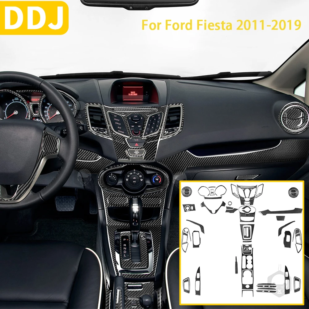 

For Ford Fiesta 2011-2019 Accessories Carbon Fiber Car Interior Speedometer Control Handle Gear Panel Trim Sticker Decoration