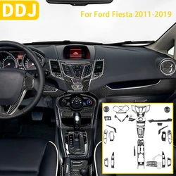 For Ford Fiesta 2011-2019 Accessories Carbon Fiber Car Interior Speedometer Control Handle Gear Panel Trim Sticker Decoration
