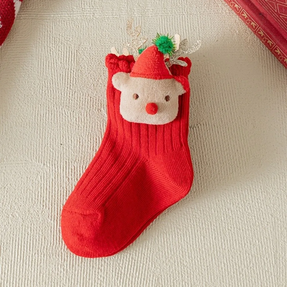 New Bow Calf Sock Red Green Cotton Leg Warmers New Year Socks Autumn and Winter
