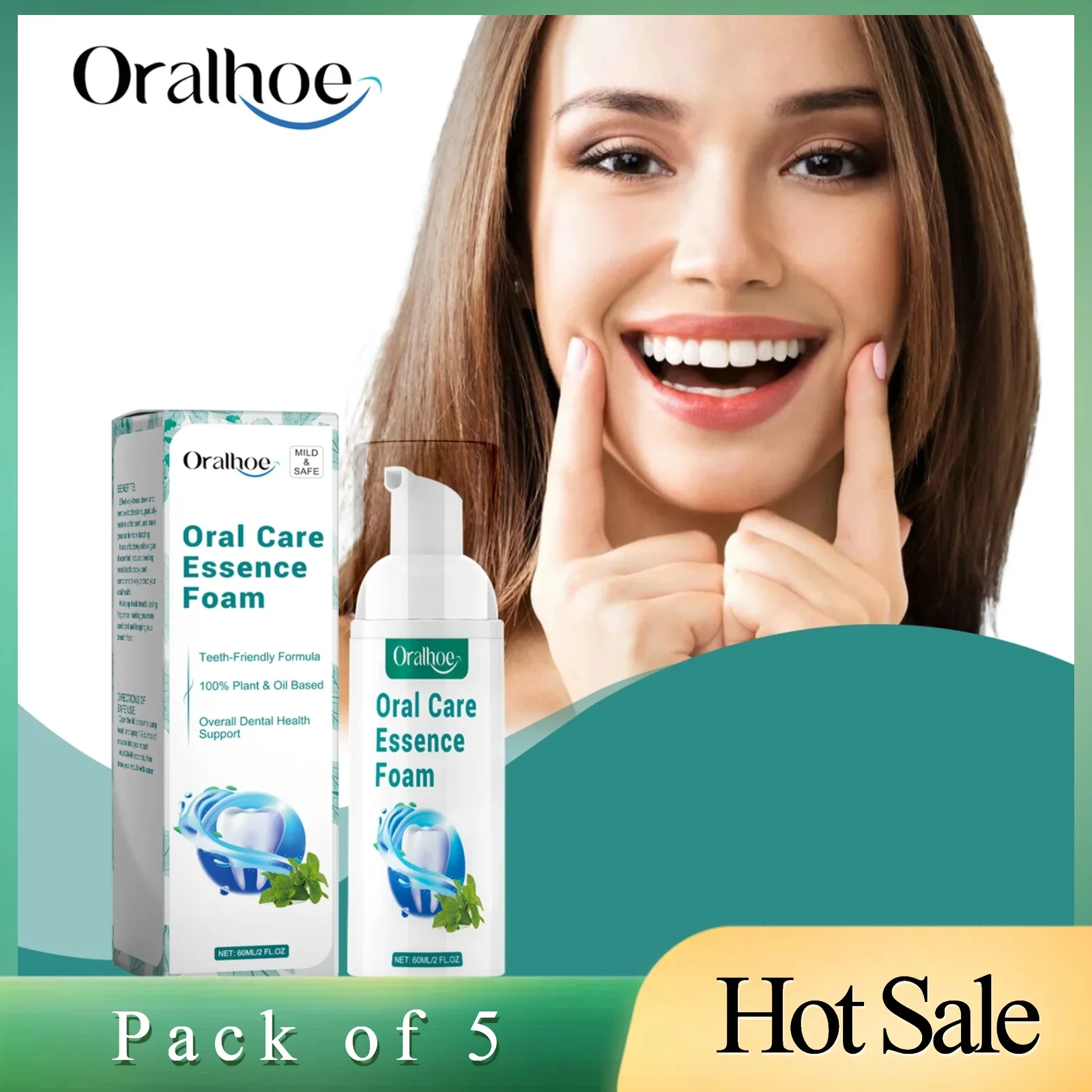 5pcs 60ML Mousse Toothpaste Whitens Teeth Brightens Removes Yellow Teeth Cleans Teeth Stains Oral Freshness Dental Care