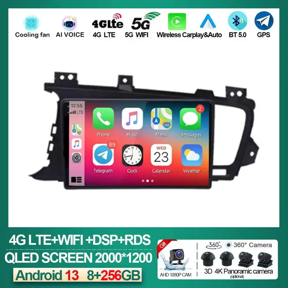 

2Din 4G Android 13 Multimedia Video Player Car Stereo Radio For Kia K5 Optima 2011 - 2015 Navigation GPS Head Unit Carplay