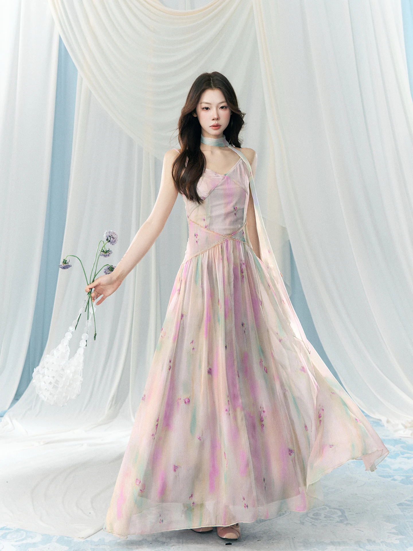

Elegant French Style Berry Wild Women's Dress Summer 2026 Waist-Cinching Strapless Long Skirt Soft Medium Fabric Short Sleeve