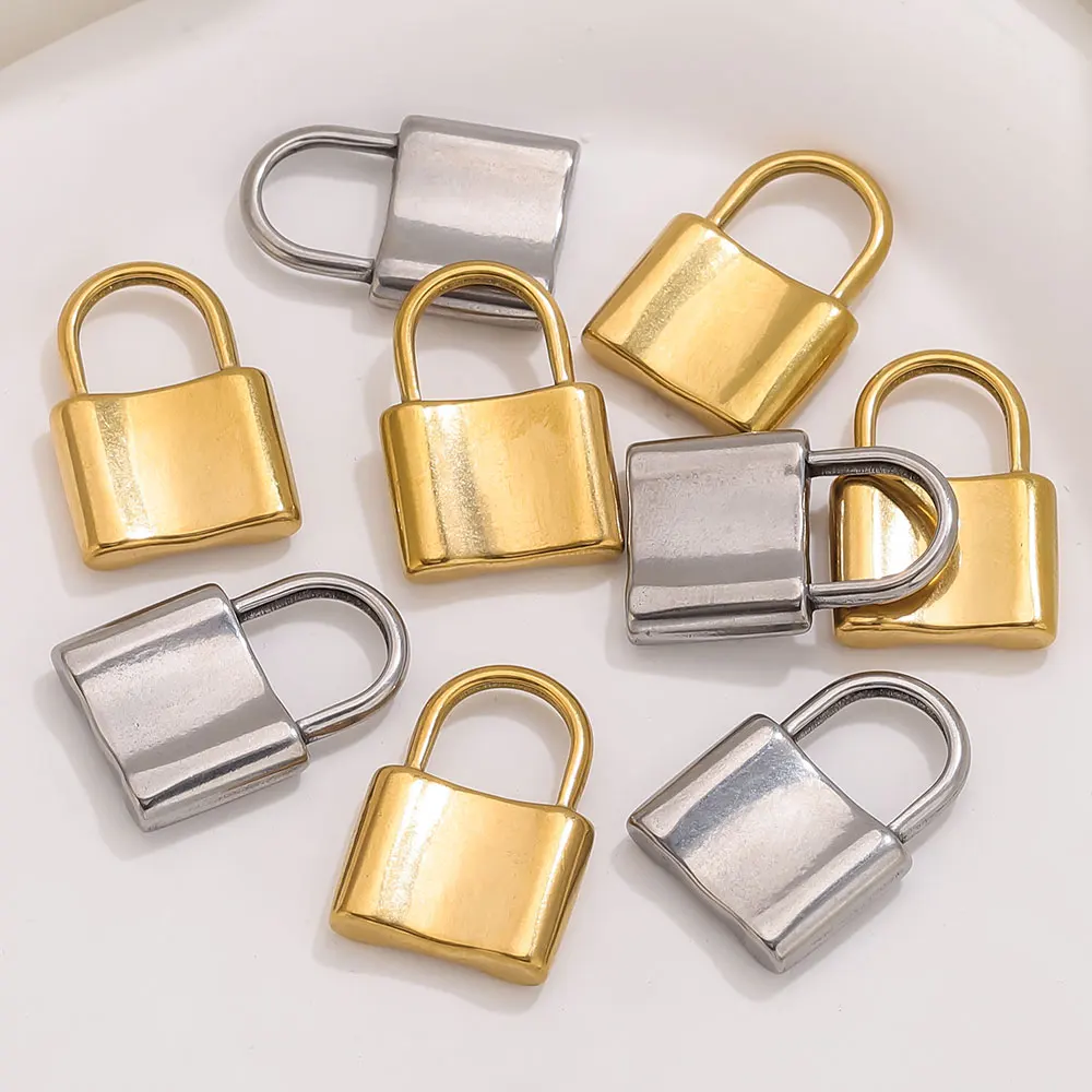 

5 шт. позолоченные подвески из нержавеющей стали с квадратным замком и застежкой в стиле хип-хоп для DIY ожерелье браслет аксессуары для изготовления ювелирных изделий