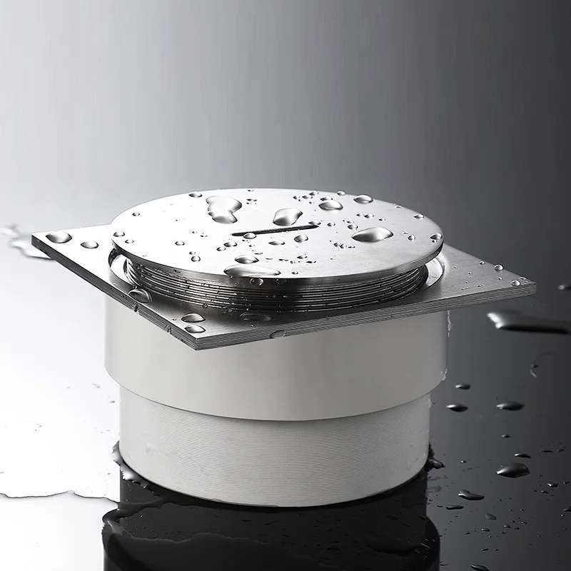 1Pc 304 Stainless Steel Square Round Floor Cleanout With Slotted Plug For Drain Pipe