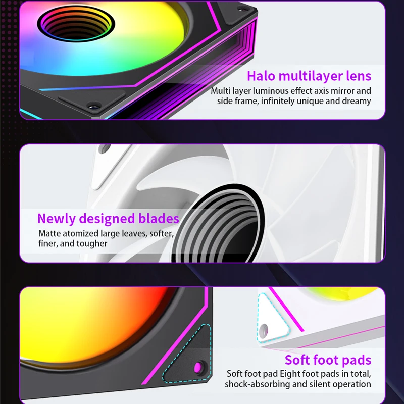 Prism 7 Pro Fan 120 مم حزمة واحدة ARGB Fan Infinity Mirror Daisy Chain Design ﻿