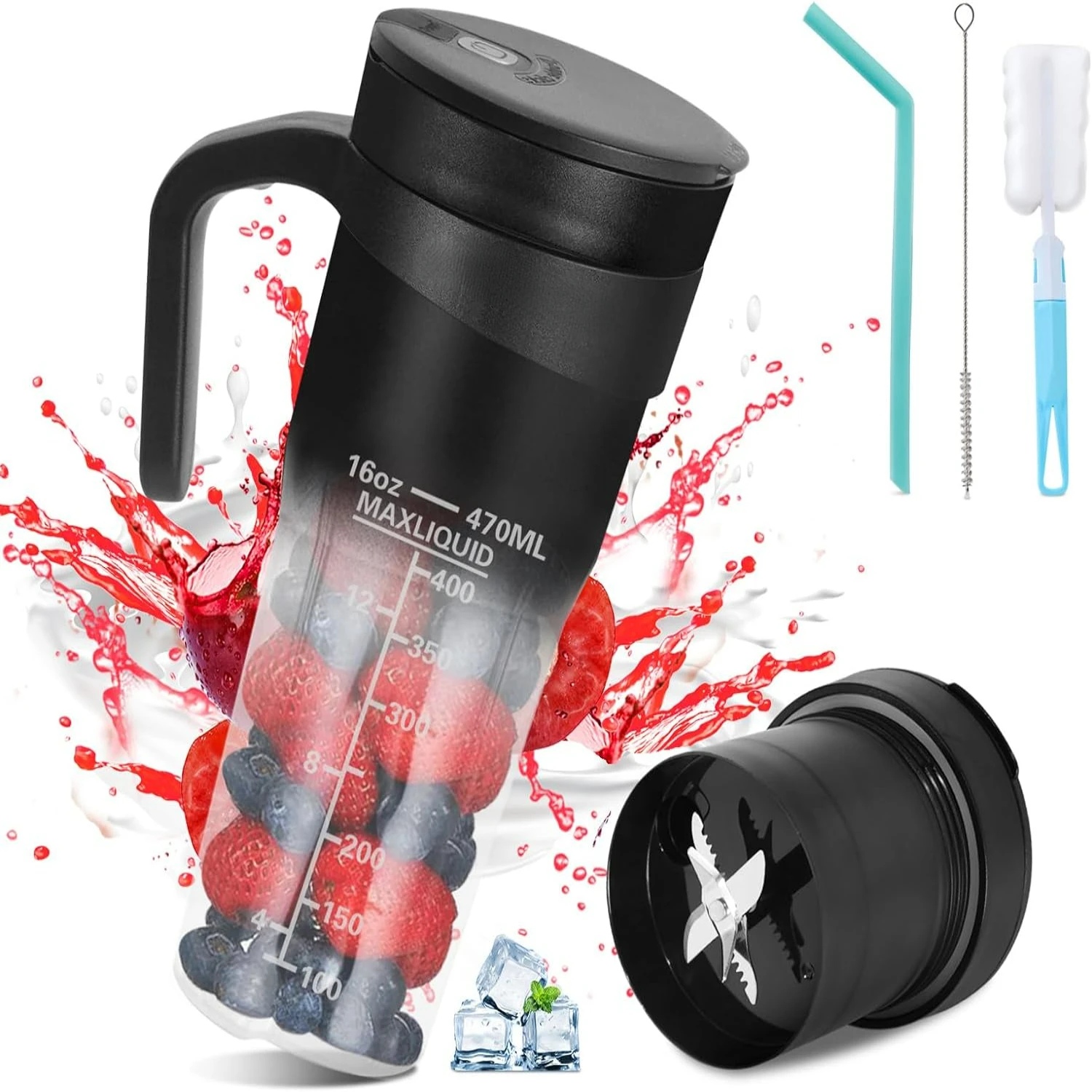 Мощный и компактный персональный блендер с USB-аккумулятором и 6 прочными лезвиями — идеальный мини-смузи-генератор для быстрого встряхивания и