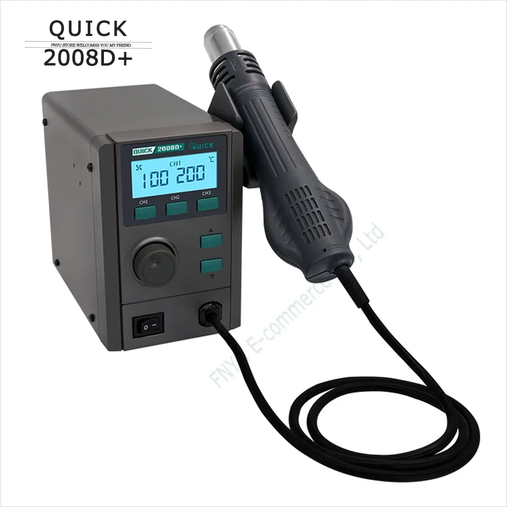 

Soldering Station QUICK 2008D+ Hot Air Gun Rework Station LCD Digital display Hot air welding station Heat Gun SMD PCB Repair