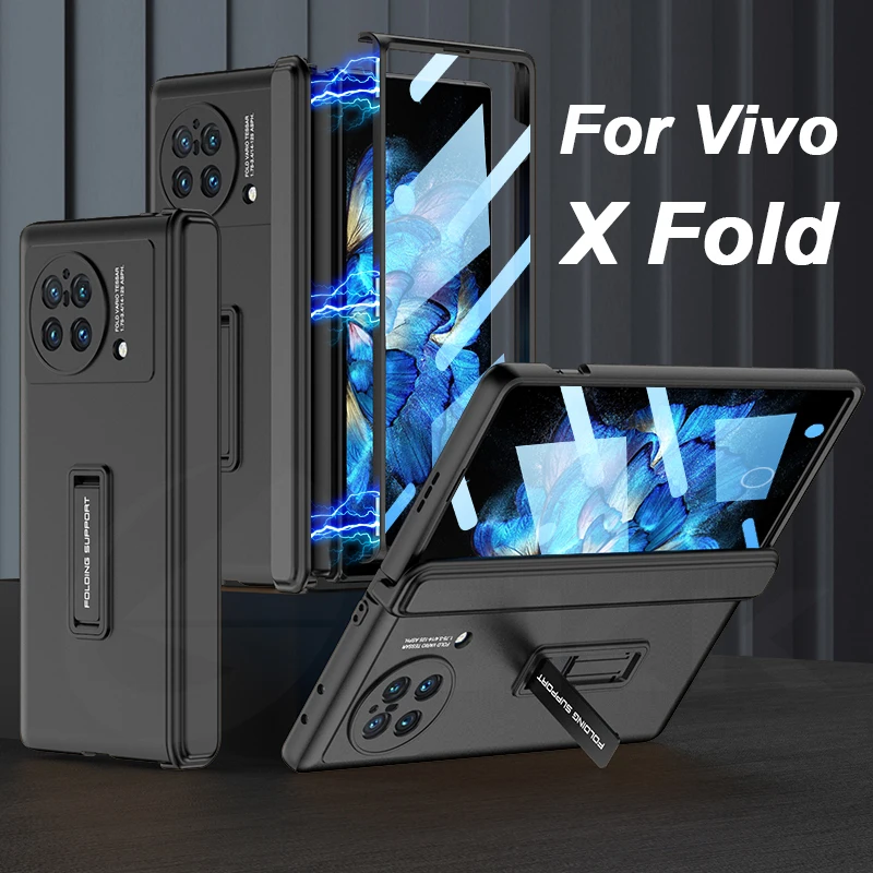 Magnetic Hinge Armor Bracket Case for Vivo X Fold Case Outer Screen Glass Protective Stand Matte Plastic Cover for Vivo X Fold