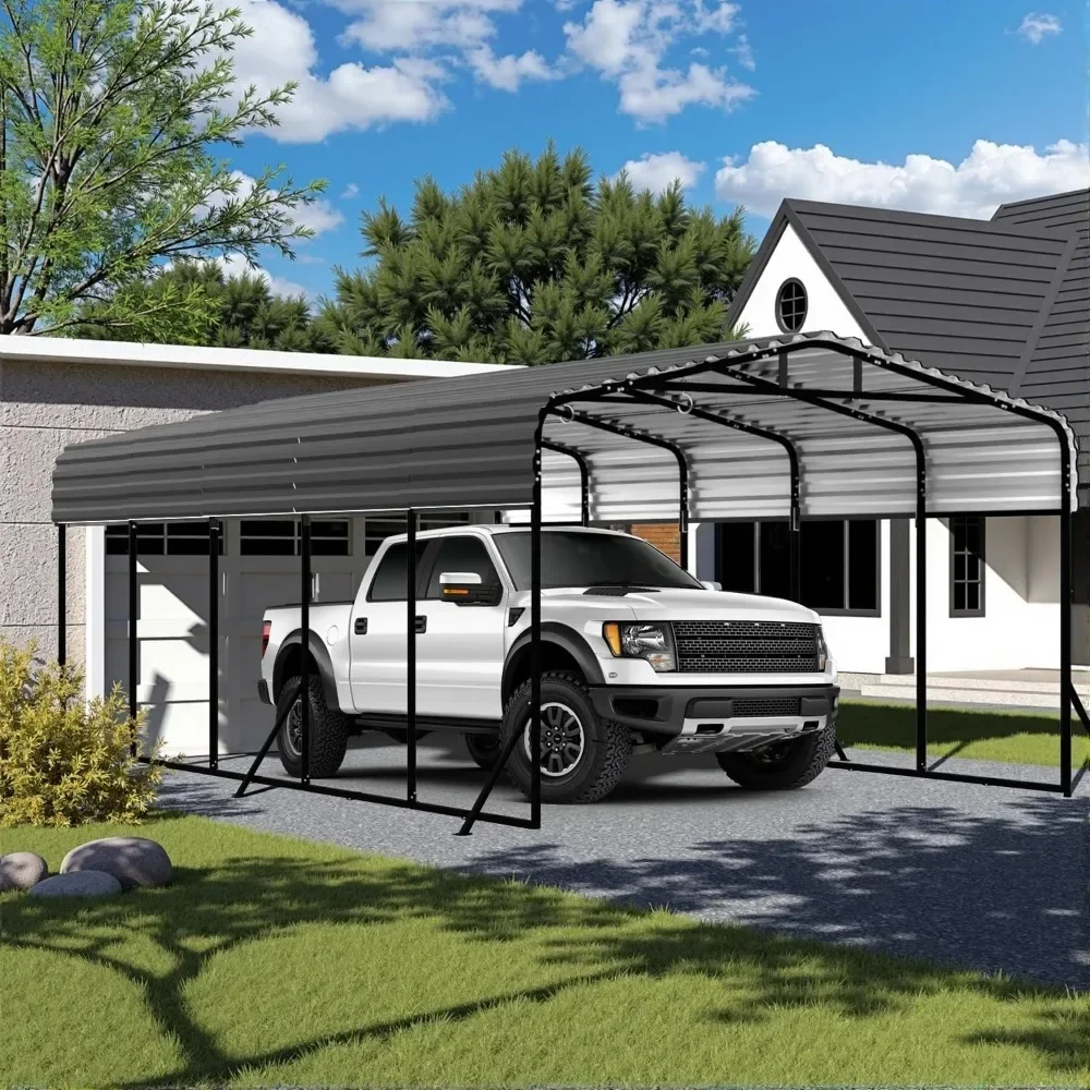 

12x25FT Metal Carport, Heavy Duty Canopy with Aluminum Roof & Frame, Extra Large Wind-Resistant Carport for Outdoor Use Solution