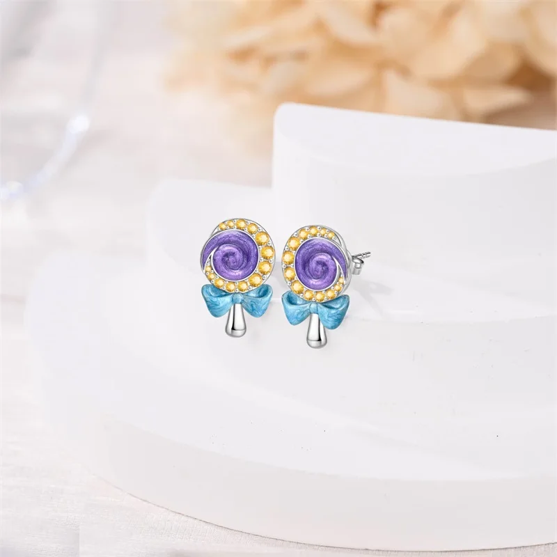2025 New Women\'s 925 Silver Apple Strawberry Cherry Spring Flowers Colorful Sweet Romantic Earrings Engagement Party Jewelry