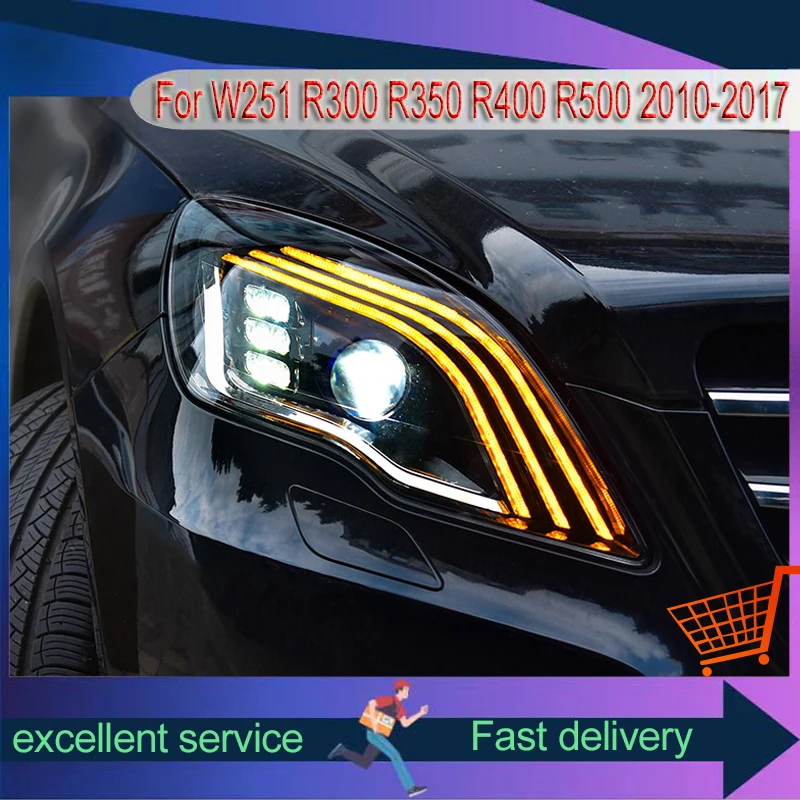 Headlight For Mercedes Benz W251 R-Class R300 R350 R400 R500 2010-2017 Modified Dynamic Turn Signal Light LED DRL Car Accessory