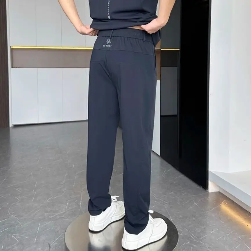 Ice Silk Quick-drying Breathable Mesh Men's Summer New Elastic Casual Sports Trousers Air-conditioning Casual Loose Pants