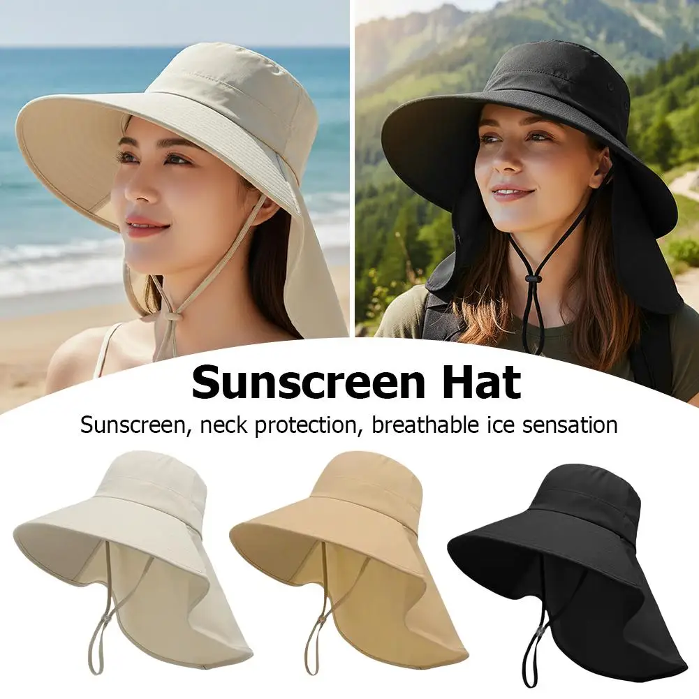 Women Summer Sun Hat Large Brim Neck Protection Sunshade Hat