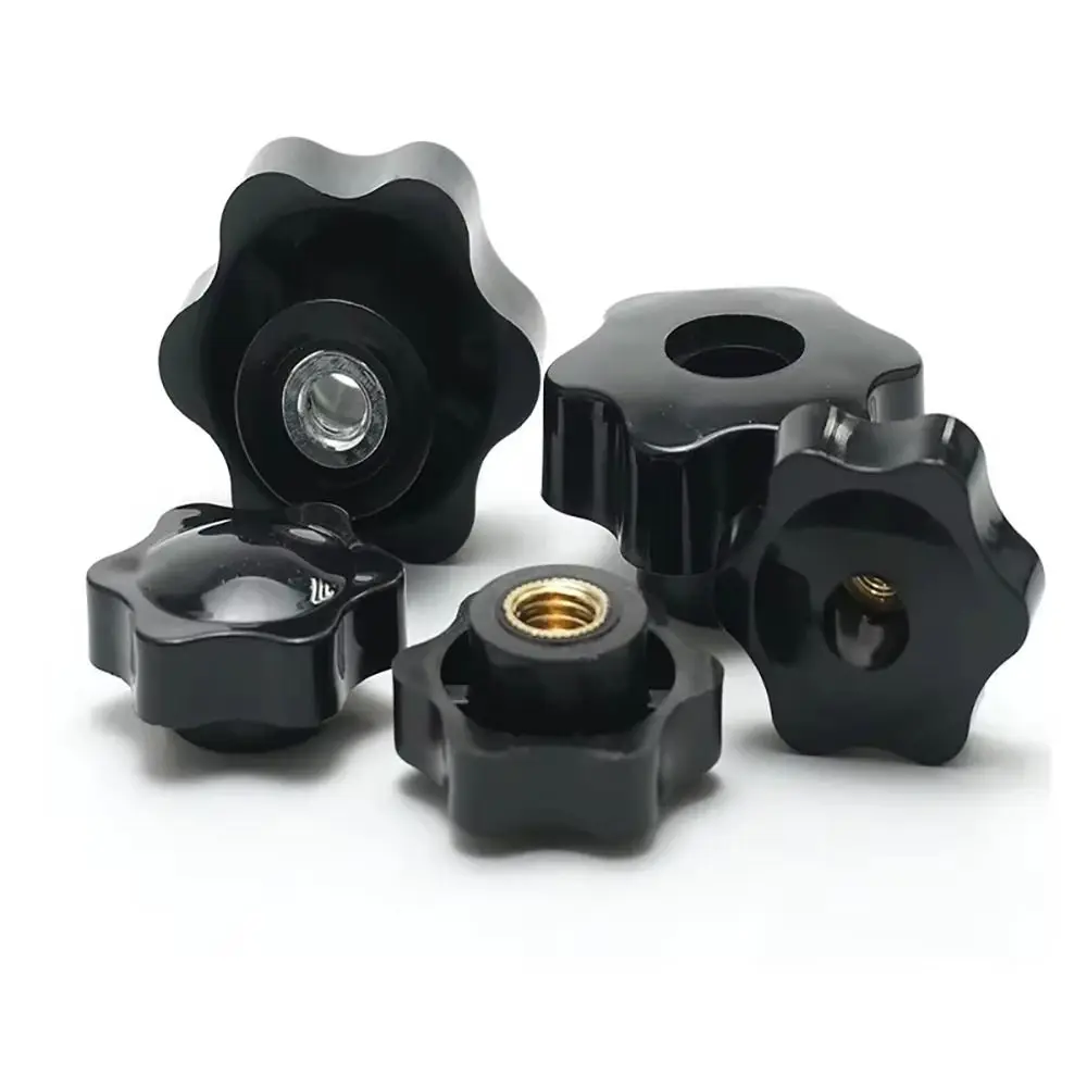 10Pcs M4 M5 M6 M8 M10 M12 Plum Hand Tighten Nuts Handle Thread Mechanical Black Thumb Nuts Clamping Knob Manual Thumb Nut