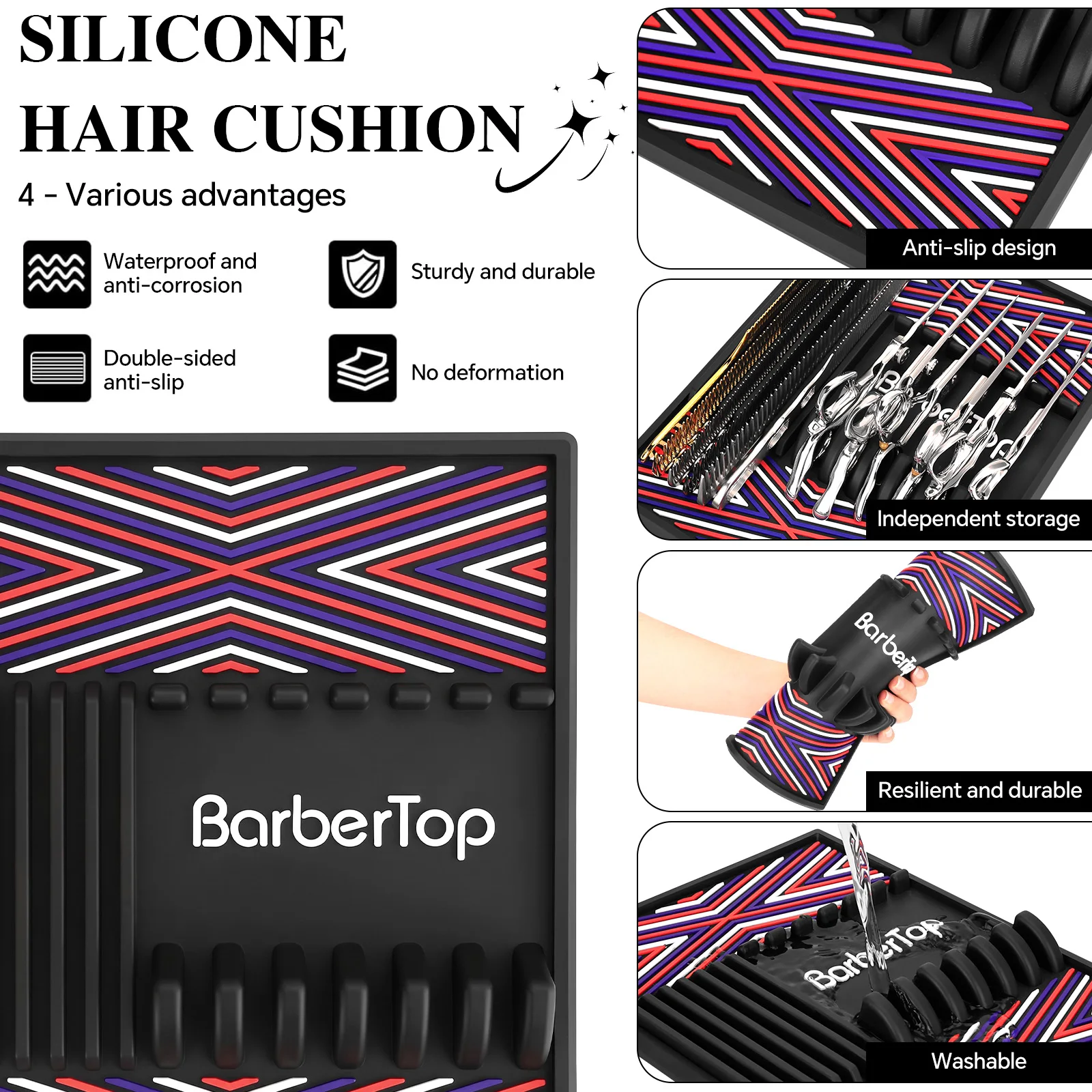 

Barber Shop Tool Pad Waterproof Anti Slip Heat Resistant Desktop Storage Mat for Hair Scissors Clippers Display