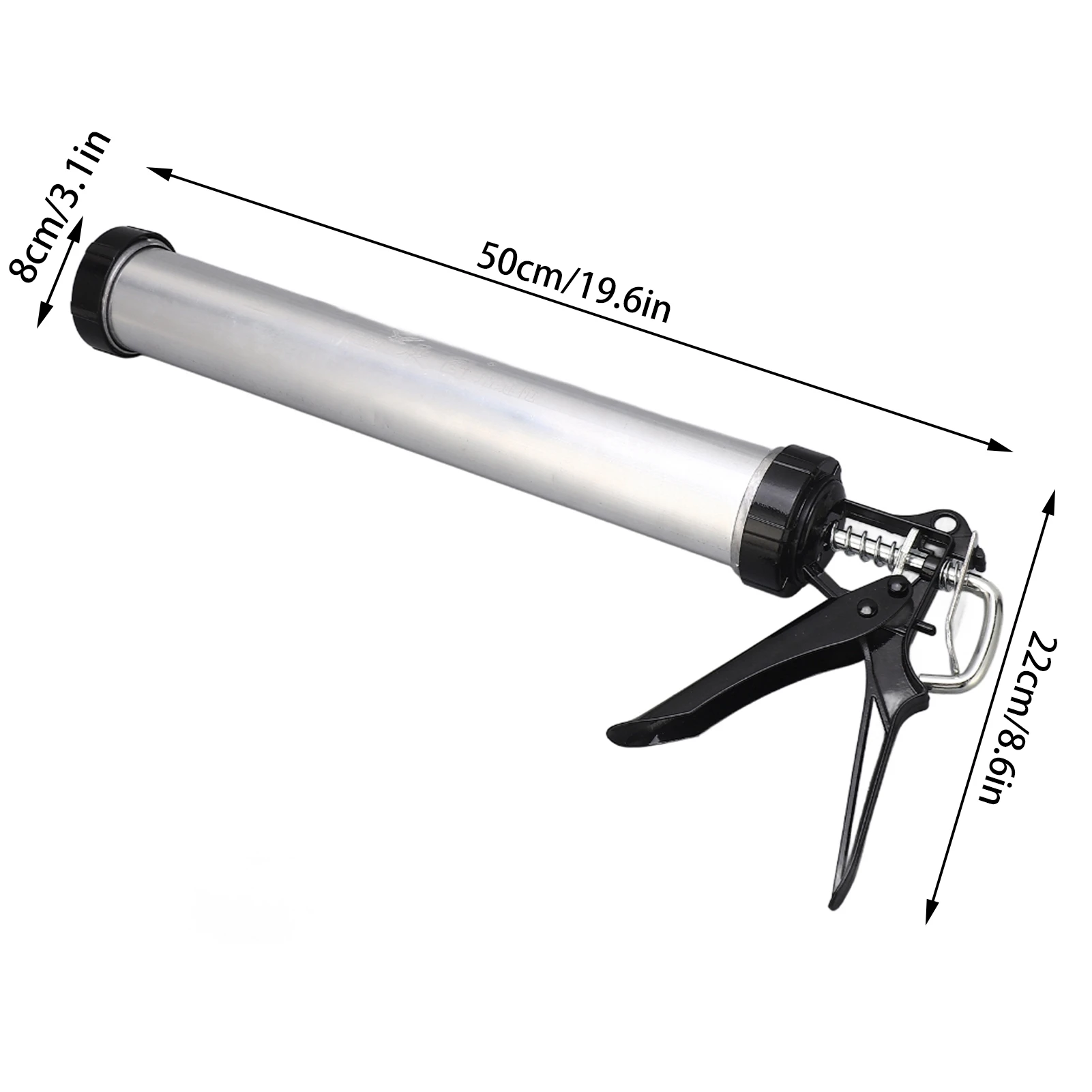 1pc 600ml Aluminum Tube Silicone Caulking Gun Caulk Tool with 10 Nozzles For Caulking And Glass Glue