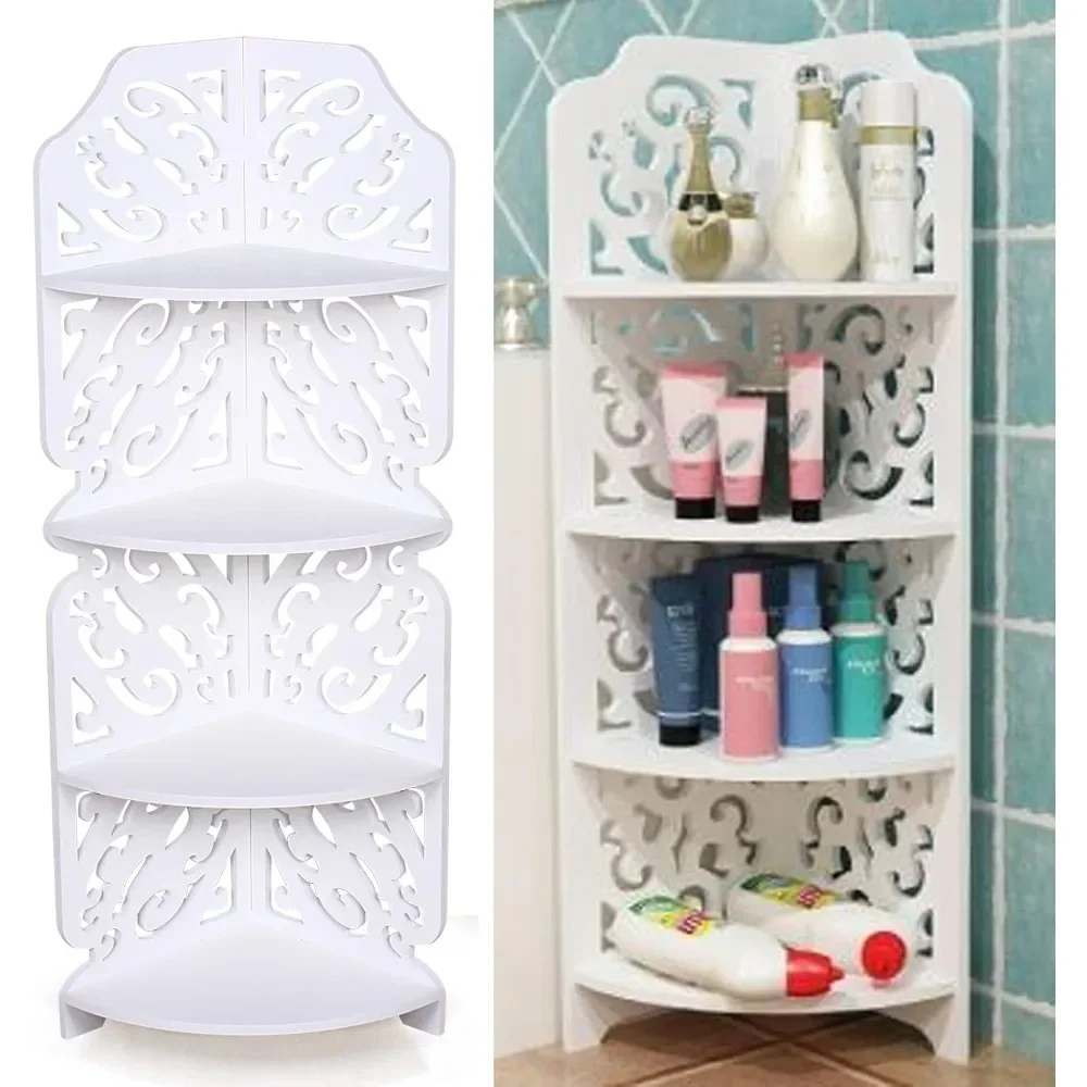 4 Tier Corner Shelf Hanging Corner Shelf White Standing Corner Shelf White Shelf Standing Shelf for Kitchen Bedroom Living Room