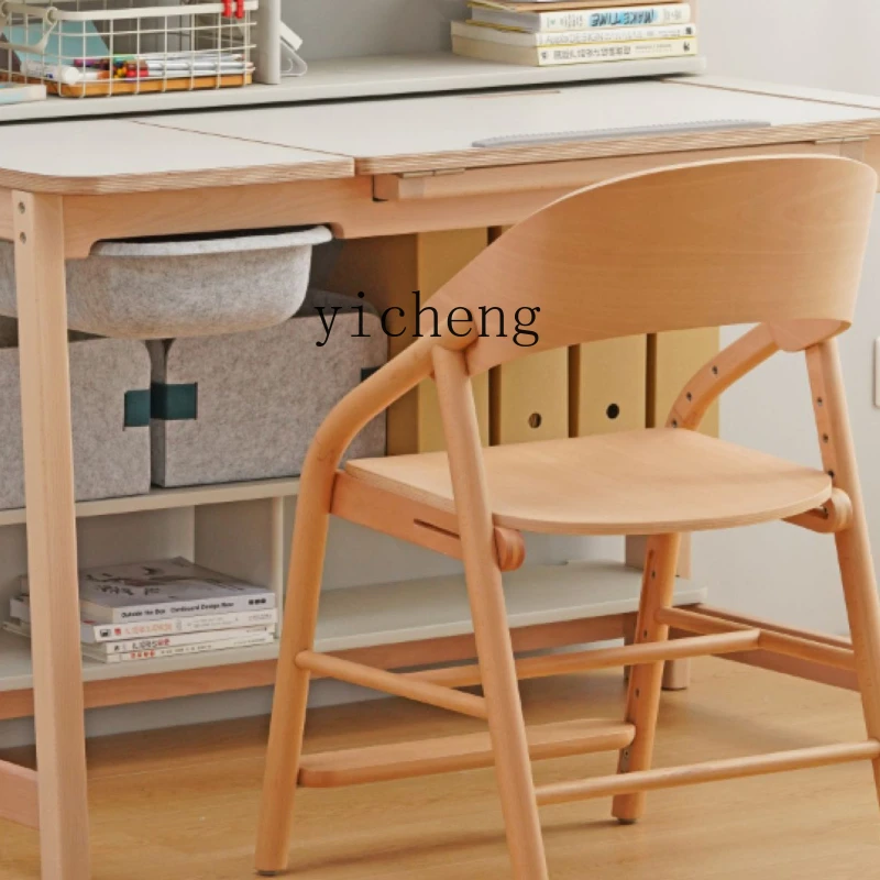 ZF Study Table Children's Integrated Bookcase Storage Household Writing Simple Table and Chair