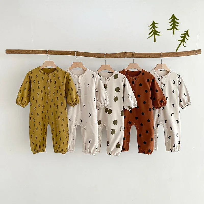 Childrens Rompers 2024 New Styles of Childrens Clothing Baby Pure Cotton Baby Outerwear One-piece Garment Loose Rompers