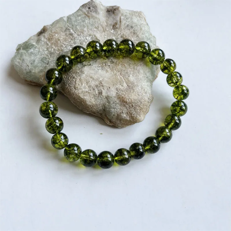 Natural Stone Bracelet Peridot Crystal Beads Jewelry Gift For Men Magnetic Health Protection Women Elastic Thread 6 8 10mm Green