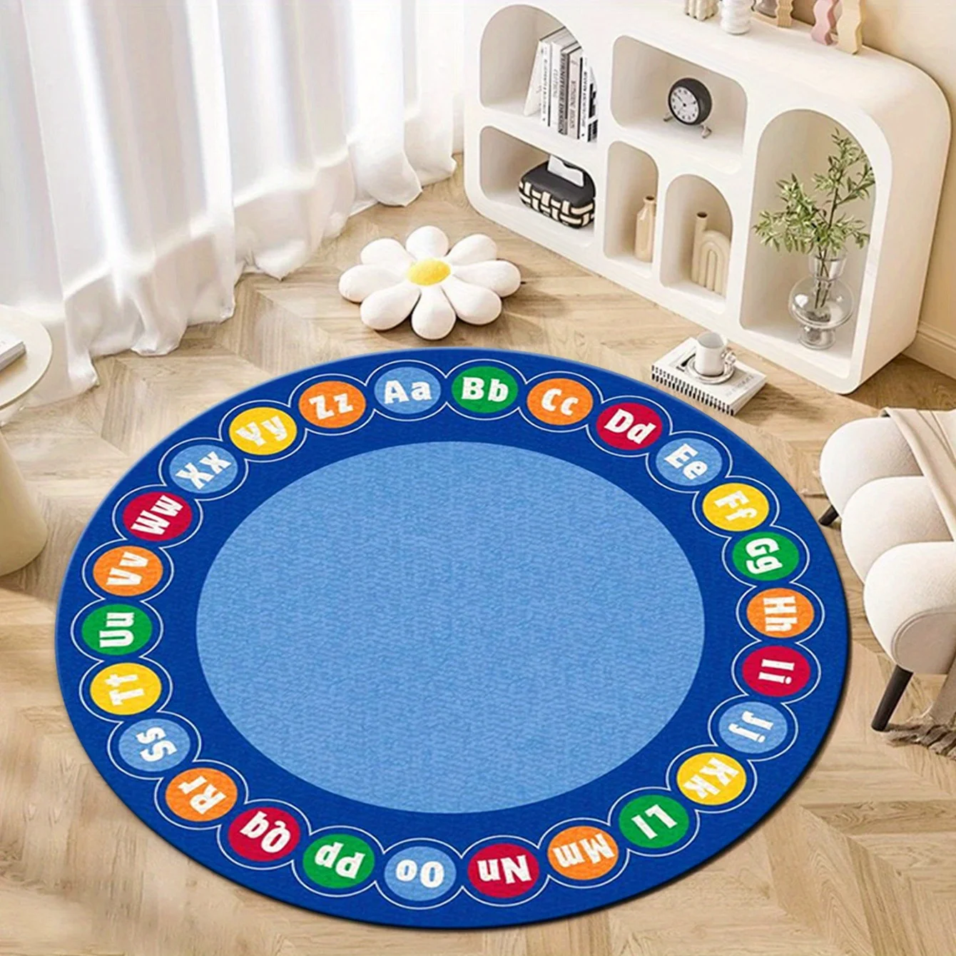 Alphabet Learning Round Carpet Flannel Soft Educational Play Mat Kids Children Nursery School Classroom FloorMat NonSlipWashable