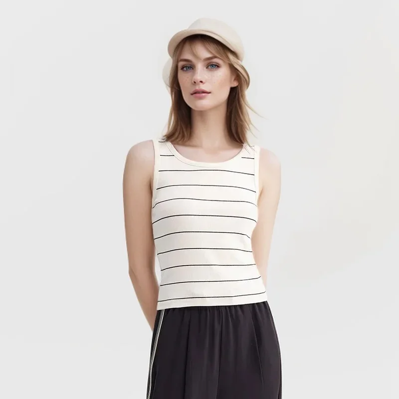 Semir Short Vest For Women Short Round Neck Innerwear New In 2024 Summer Color-Blocked Slim Fit Pullover Shirt Slimming