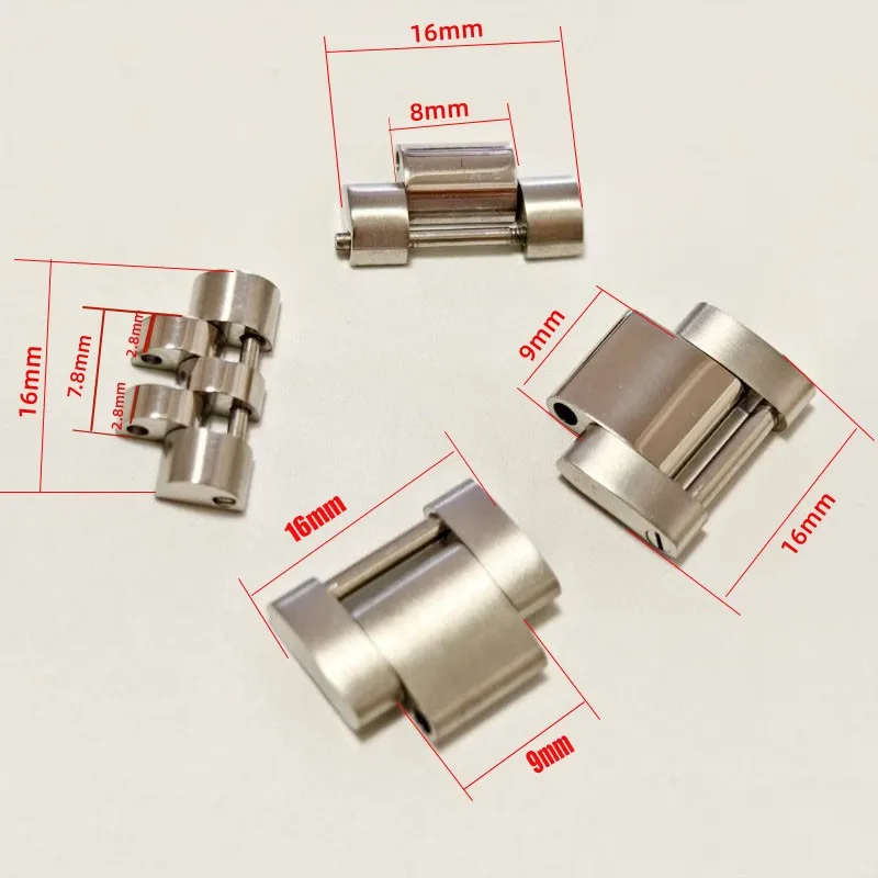 16mm Stainless Steel Silver President Oyster Jubilee GMT SUB Watch Strap Extension Link for RLX GMT SUB DTN Watch Band