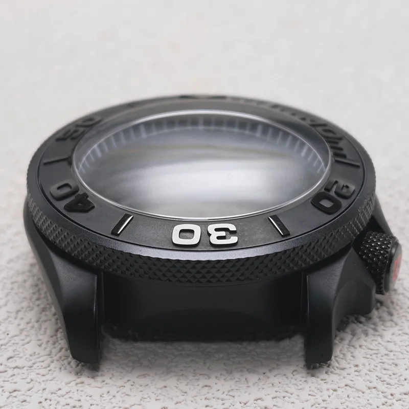 

41mm SKX007 Watch Case Matte Sandblasted Black High Domed Sapphire Crystal Anti-Fingerprint Fits NH34 NH35 NH36 4R 7s Movements