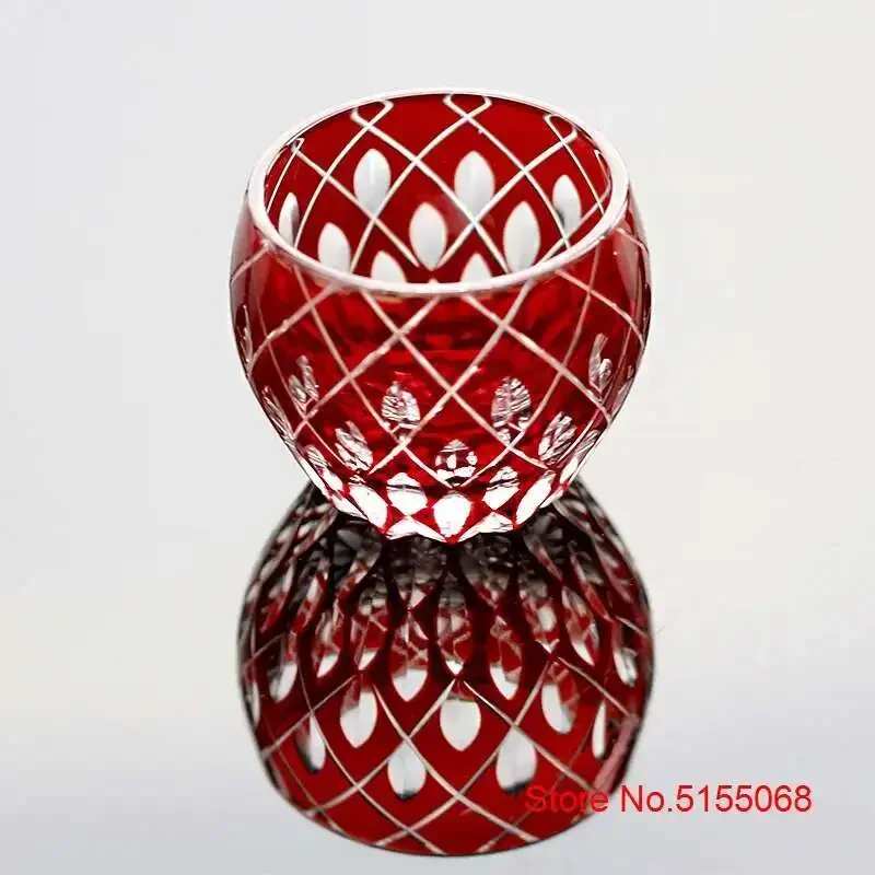 Japanese Style Edo Kiriko Colored Crystal Sake Glass Hand Carving Kaleidoscope Small Wine Cups Vodka Spirit Liquor Short Glasses