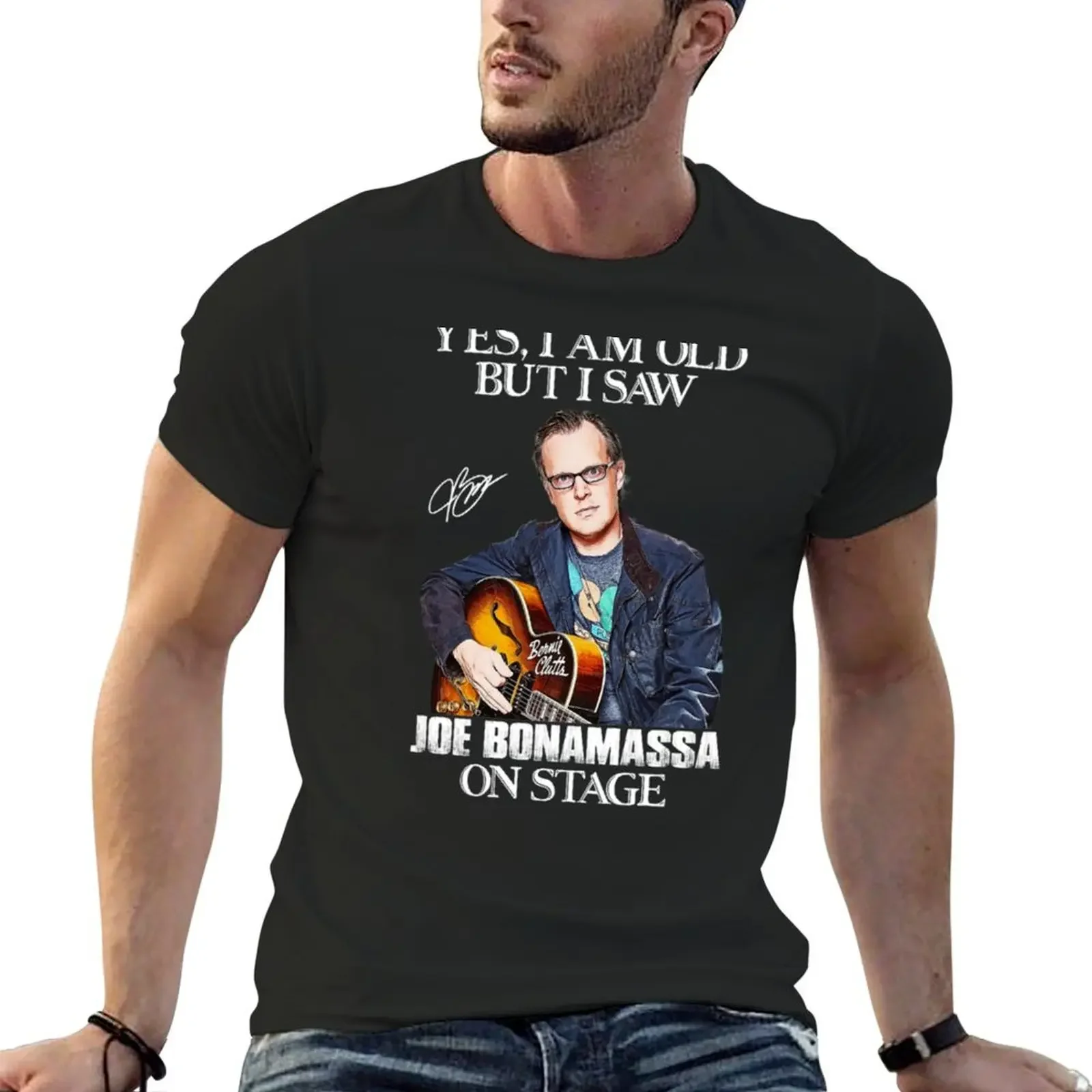 Ja, ich bin alt, aber ich habe Joe Bonamassa auf der Bühne gesehen T-Shirt plain blacks graphics vintage t shirt men