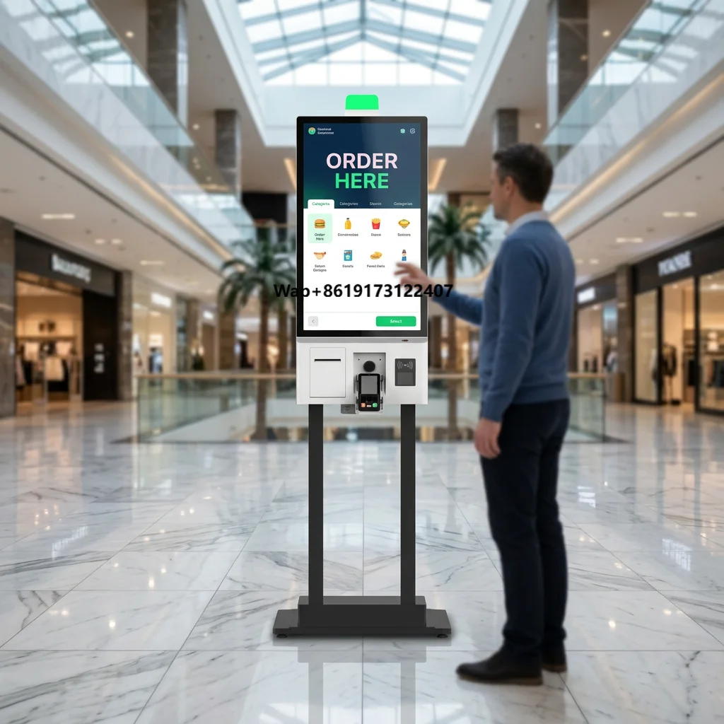 32 Inch Dual Screen Self Ordering Kiosk Touch Screen Self Service Payment Kiosk for QSR Restaurant
