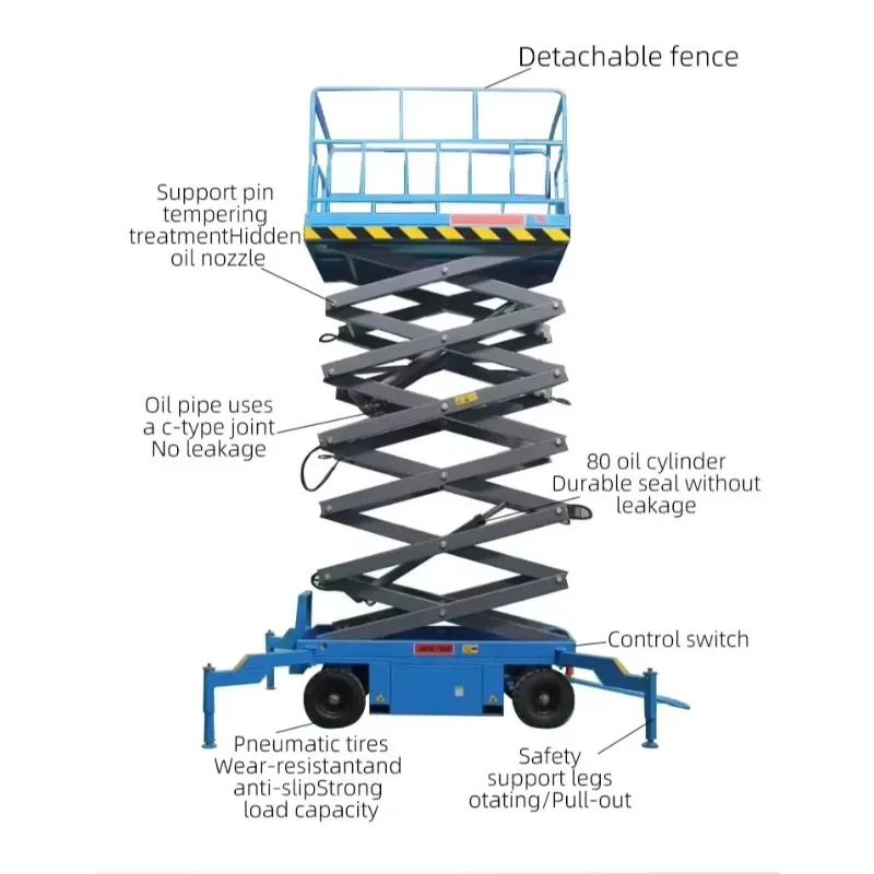 Mobile Scissor Lift 4-10m, Electric Hydraulic Aerial Work Platform for Maintenance