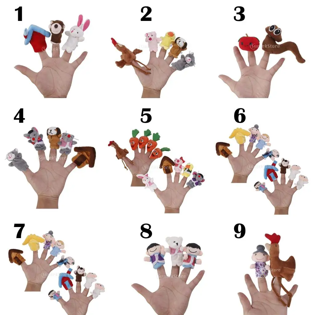 

Fairy Tale Animal Finger Puppets Soft Plush Dolls Learning Education Set for Parent Child Interaction